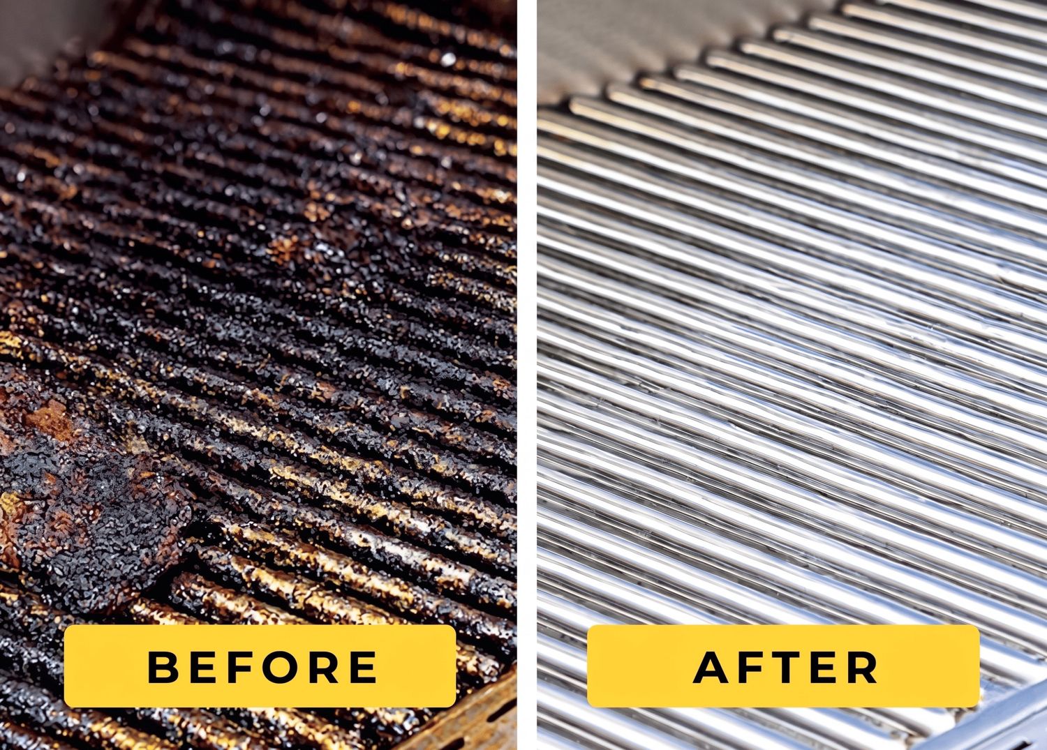 Dirty grill grates with years of burnt grease