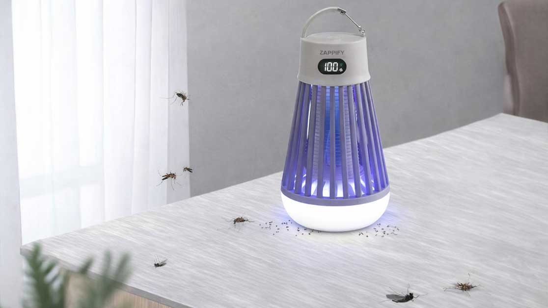 ZapShield Bug Killer device being demonstrated by neighbor